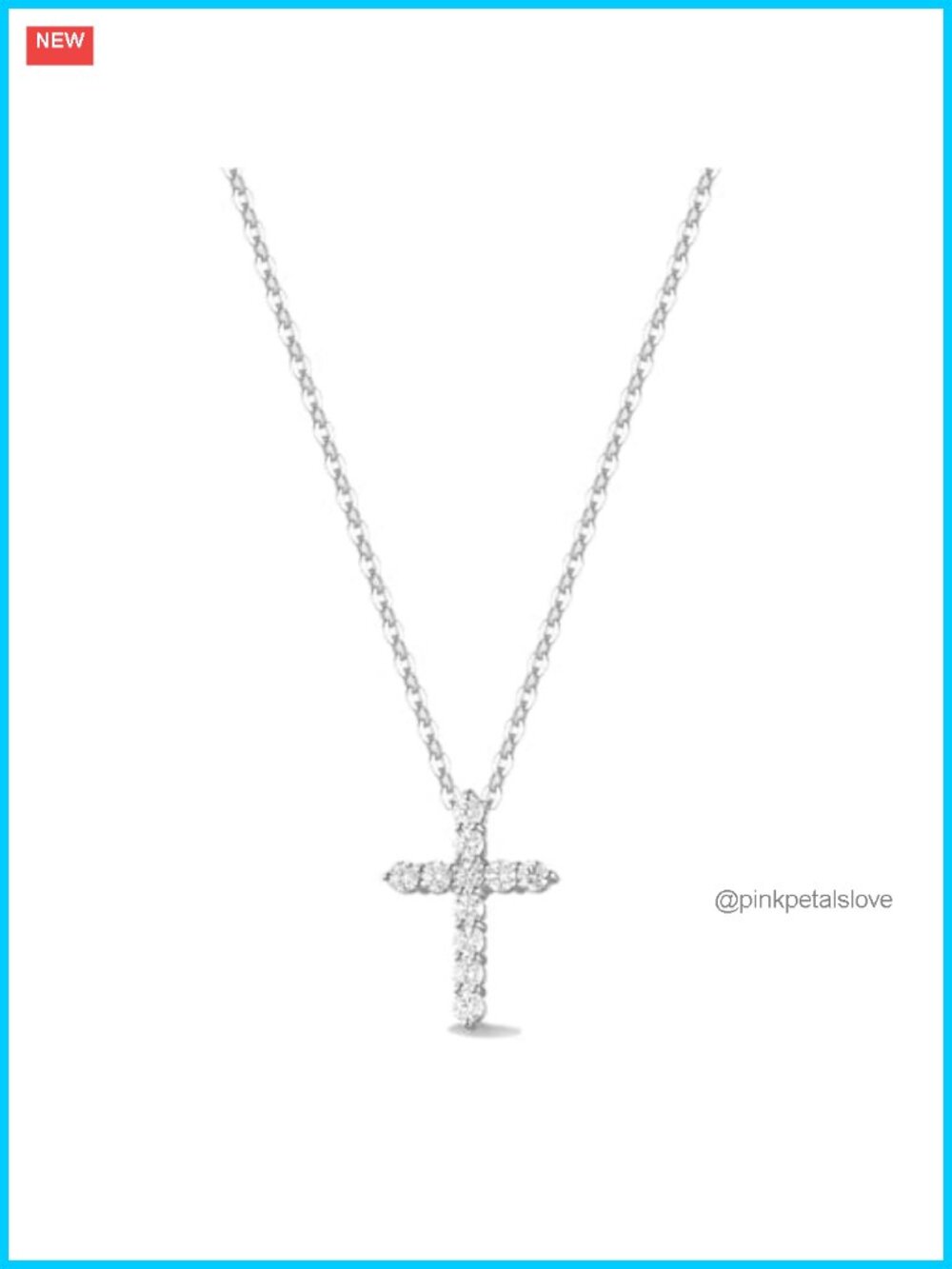 Lab-Grown Diamond Cross Pendant Necklace Sterling Silver 0.52 Ct